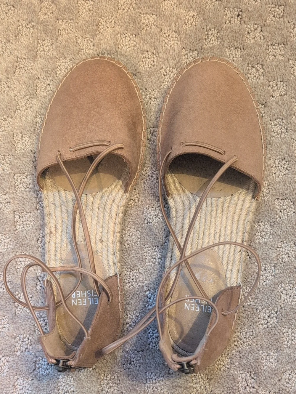Eileen Fisher Leather Lace Up Espadrilles Flats